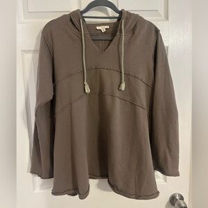 easel Brown Fringe-Stitch Hooded Sweatshirt